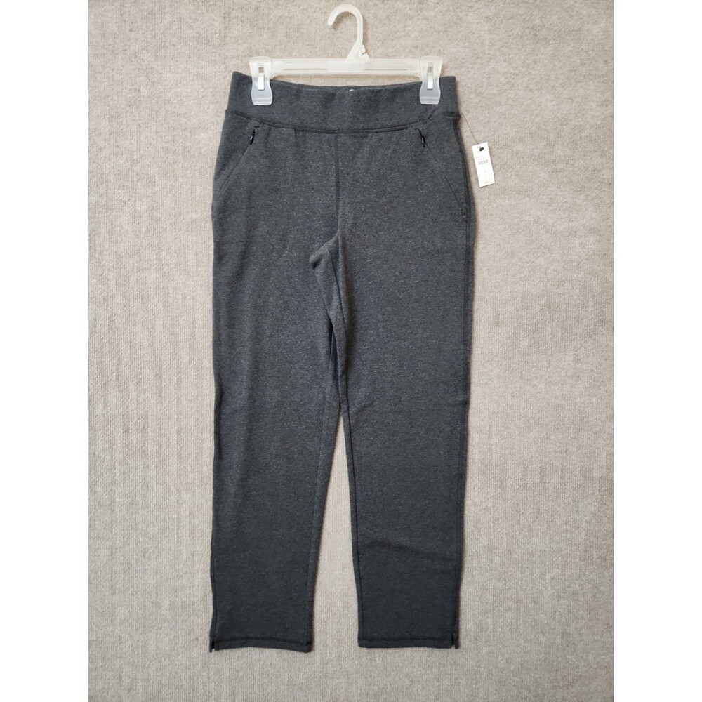 T by Talbots Straight Leg Pants Womens S Petite Gray Pull On Knit Stretch NEW